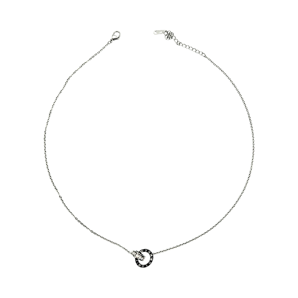 Pendant Necklace -Roman Double Ring - Silver