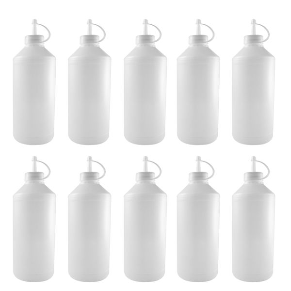 10x 1 Litre Plastic Bottles with Sauce Caps