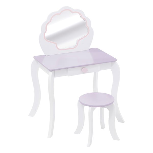 Atmosphera Children's Dressing Table with Drawer and Stool - 70.5 x 95cm - White