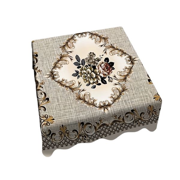 Cream and Beige Combination Square Tablecloth