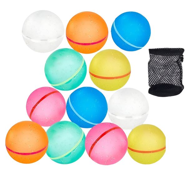 12 Pieces Reusable Silicone Water Balloons for Outdoor Fun Set - Multicolor