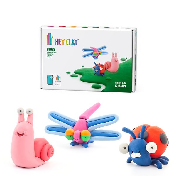 Hey Clay Modelling Air-Dry Clay w Interactive App: Ladybird, Snail, Dragonf