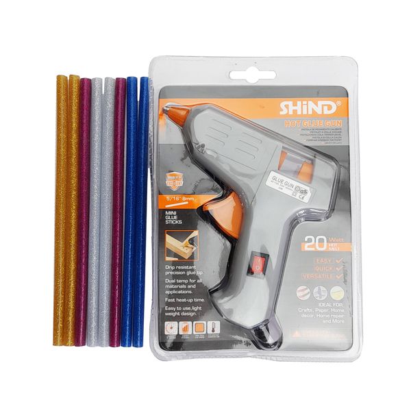 Shind Hot Glue Gun with 8 Glitter Glue Sticks