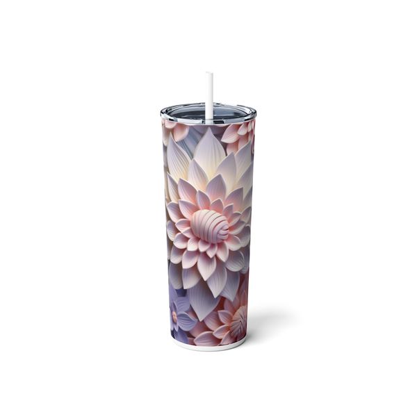 Cream Pastel Flowers 600ml Tumbler