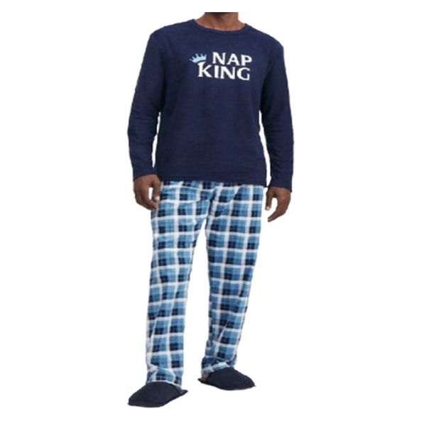 Secret Shield Men's Navy/Blue Nap King Fleece Pyjama Set