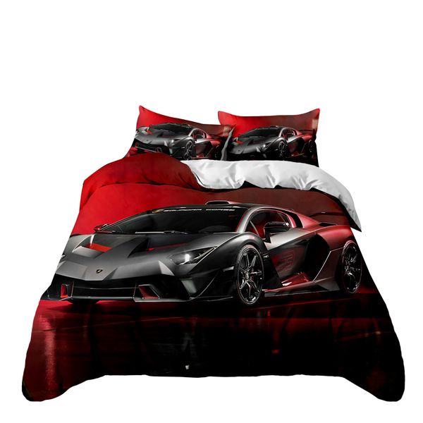 Black &amp; Red Nr.63 Lamborghini 3D Printed Double Bed Duvet Cover Set
