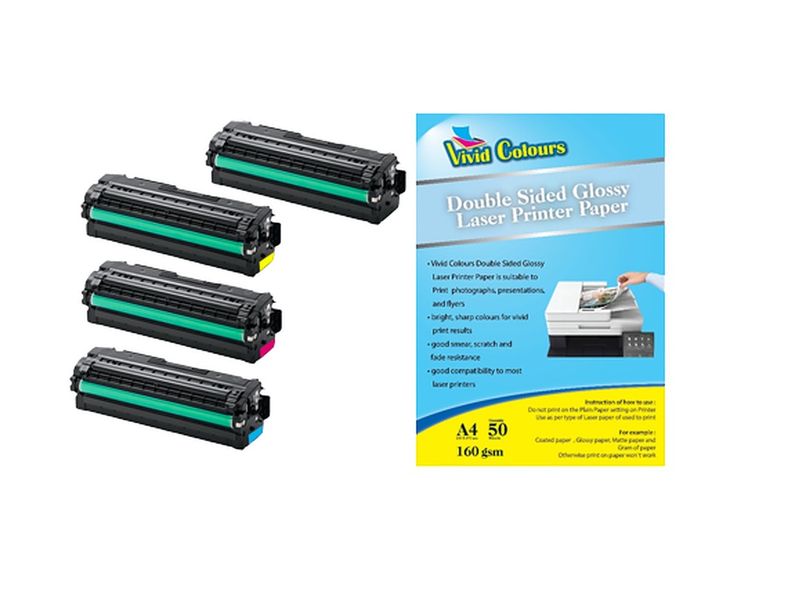Vivid Colours Compatible Samsung 506/506L/CLT-506L + Laser Paper 50 Sheets