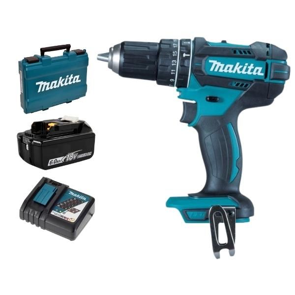 Makita - Cordless Impact Drill, Charger &amp; 6Ah Replacement Battery