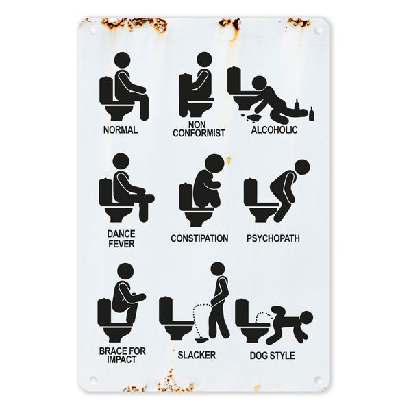 A4 Metal/Tin Poster Wall Décor: Funny Toilet Positions
