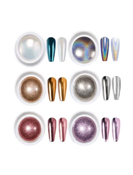 6 Jars Y2K Aesthetic Chrome Nail Powder