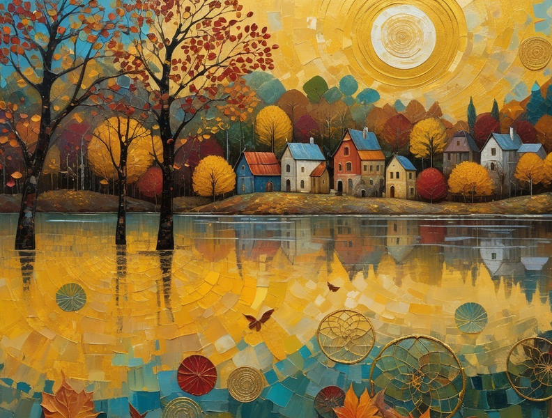 Modern Canvas Wall Art Home Decor - Gold Lake
