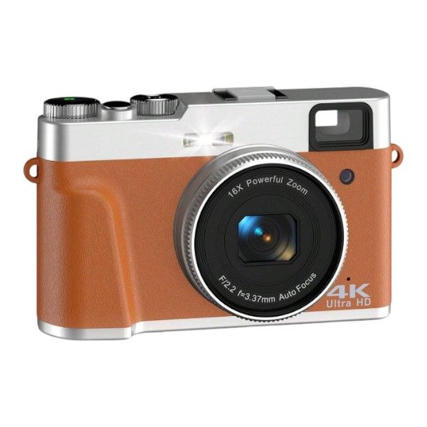 Digital Camera With LED Flash &amp; 16x Zoom Capabilities - Brown &amp; Silver