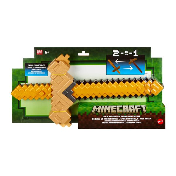 Minecraft Click &amp; Switch Sword &amp; Pick-Axe Transforming Kid-Sized 2-in-1 Toy