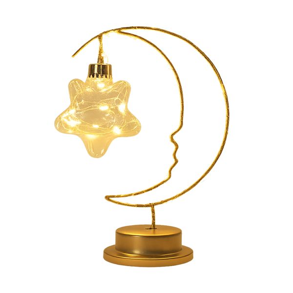 Iron Table Lamp Battery Powered Table Lamp Decorative Night Lamp Warm Light