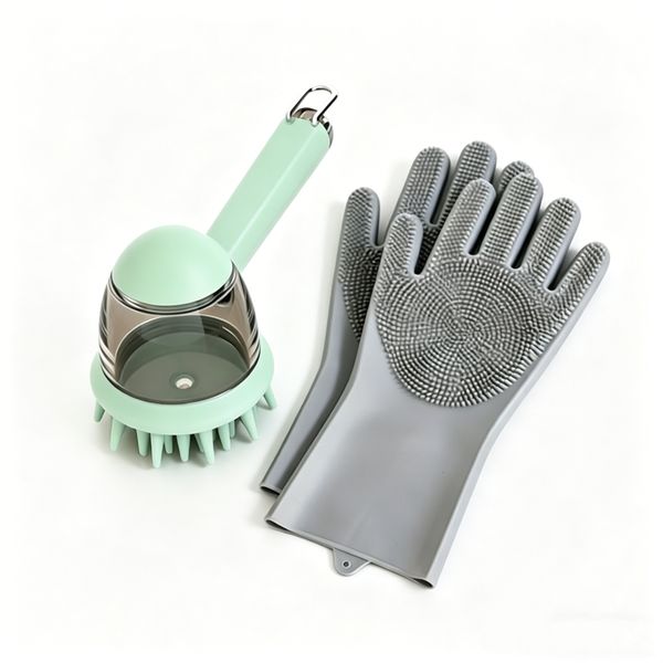 Pet Bath Gloves and Brush 2-piece Combination - Easy Bathing