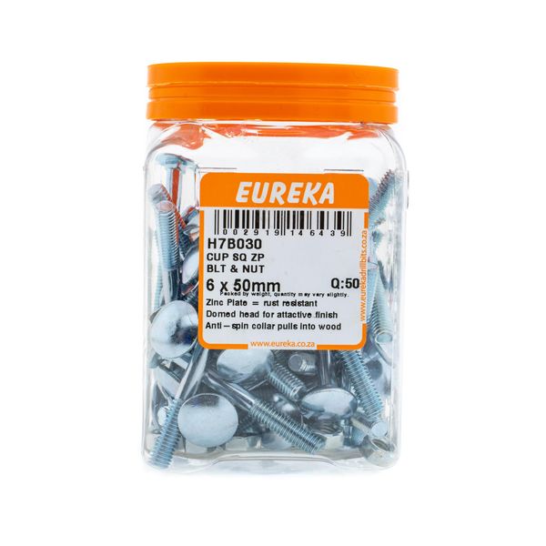 EUREKA Cup Square Bolt &amp; Nut 6 x 50mm Q:50 H7B030