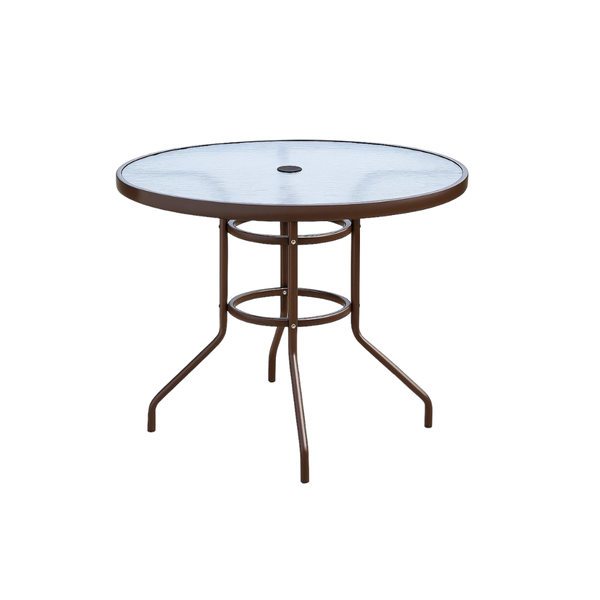 Outdoor Console Table - Glass, Brown Finish