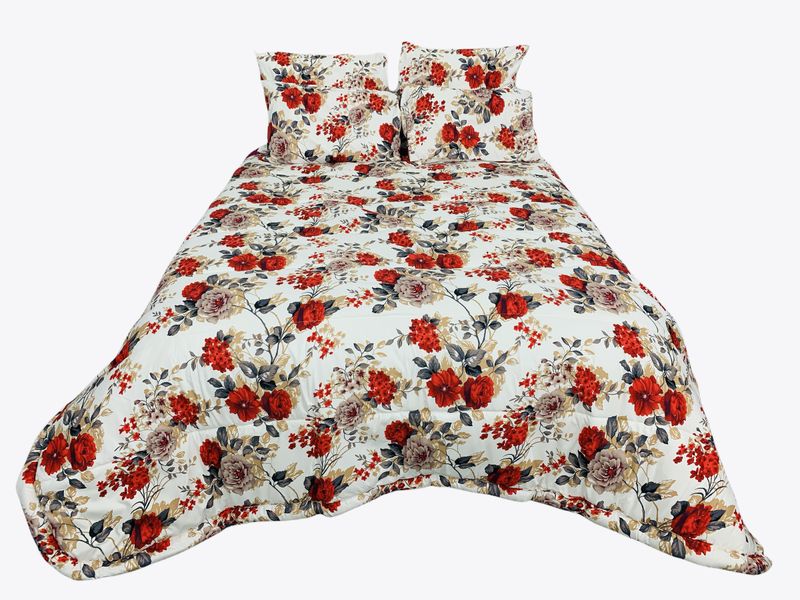 Queen and King Size 5 Piece Comforter Set Flower Garden