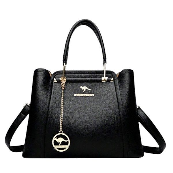 LANYIBAIGEROO - Elegant Faux Leather Tote Bag - Black