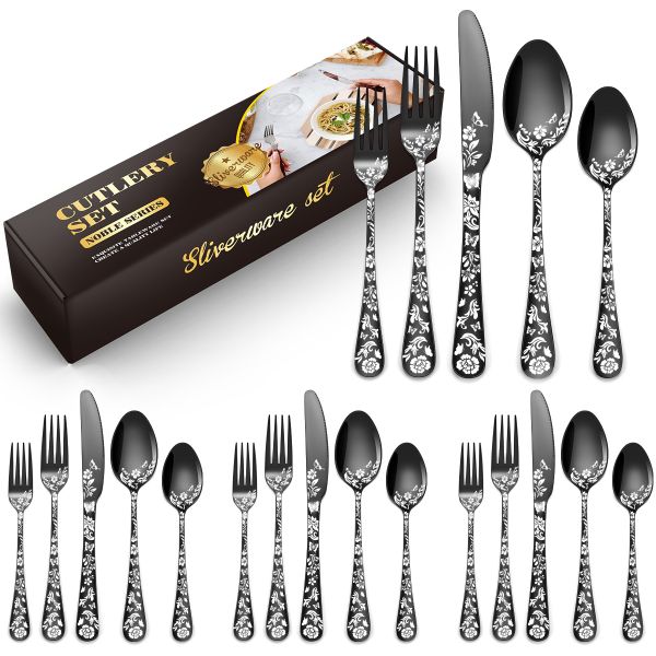 20 Piece Butterfly Pattern Stainless Steel Cutlery Flatware Sets Knife