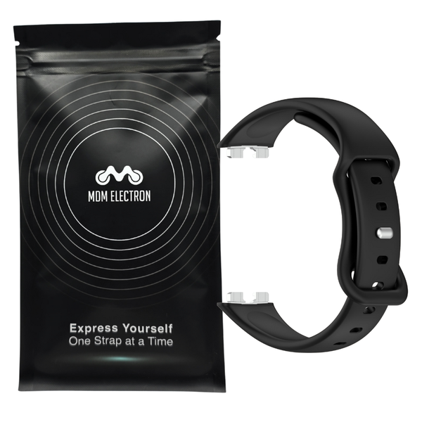 Metal Clip Silicone Strap Compatible with Huawei Band 8/9/10 - Black