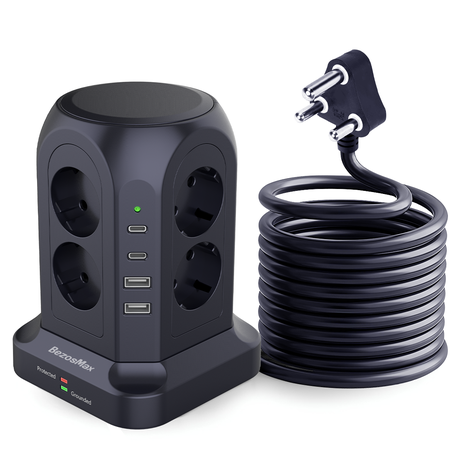 BezosMax Surge Protector with 12 Outlets, Power Strip Tower for Home Office Image