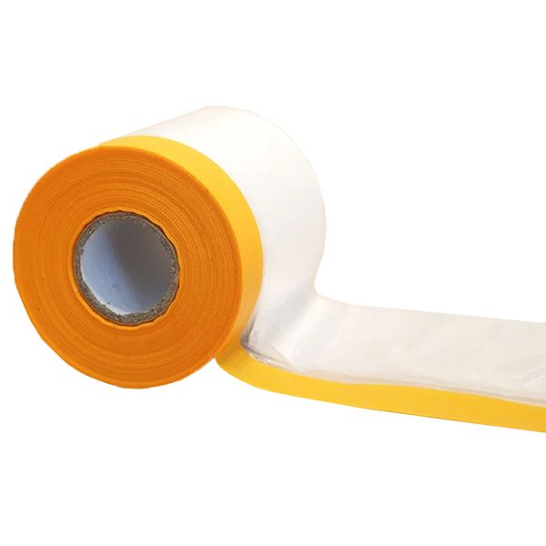 Masking Film Paint Cover - Pre-Taped Plastic Drop Cloth 4.0m x 20m