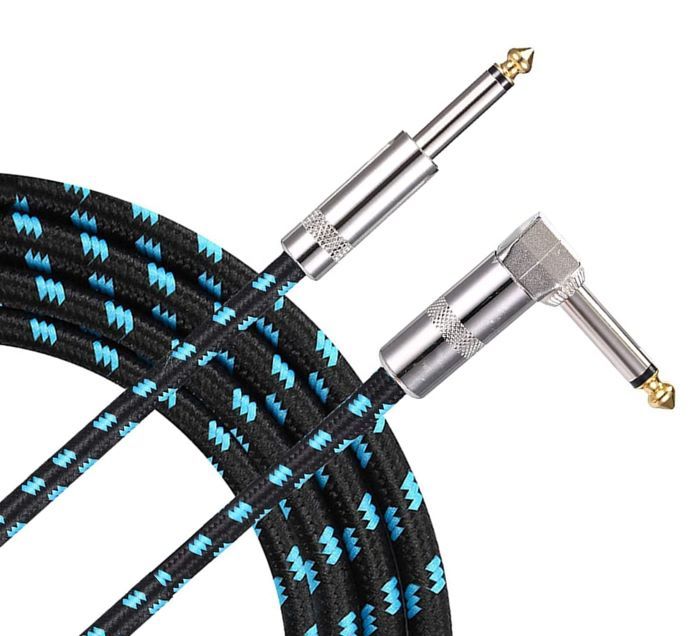 3m Woven instrument cable 1/4" to angle jack - Blue