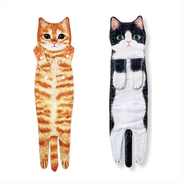 Funny Cat Hand Towels for Bathroom Kitchen Decor Cat Towel B+C
