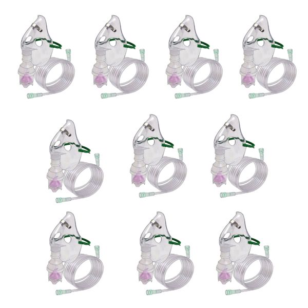 Nebulizer Mask With Chamber, Tubing &amp; Elasticated Straps - Adult - 10 Pack