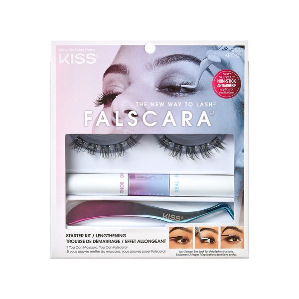 KISS FALSCARA False Lash Extension Kit, Black, 24 Lash Clusters