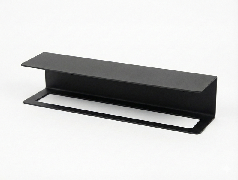 Stainless steel Bathroom Towel Rail &amp; Shelf - Wall Mounted - Black