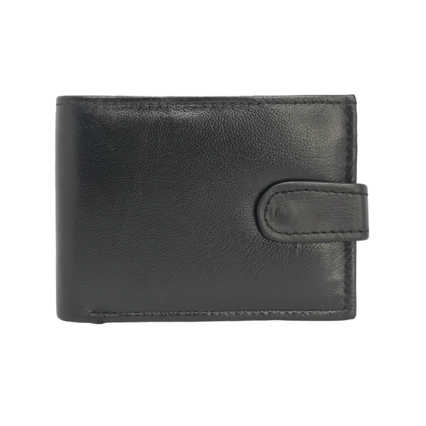 Genuine Leather Buttoned Wallet Black