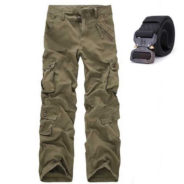 Cargo Pants For Men 100% Cotton Men's Military Joggers + Tactical Belt