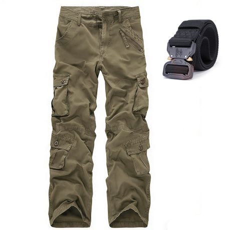 Cargo Pants For Men 100% Cotton Men's Military Joggers + Tactical Belt Image