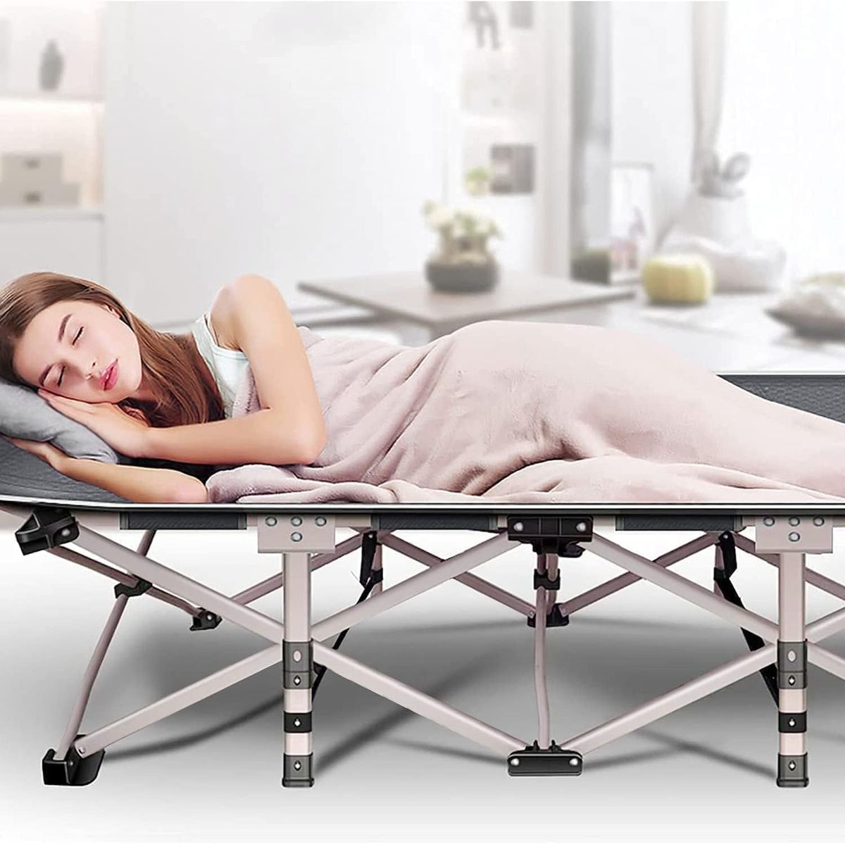 Recliner Foldable Bed Camping Cot Portable Guest Bed Lunch Bed