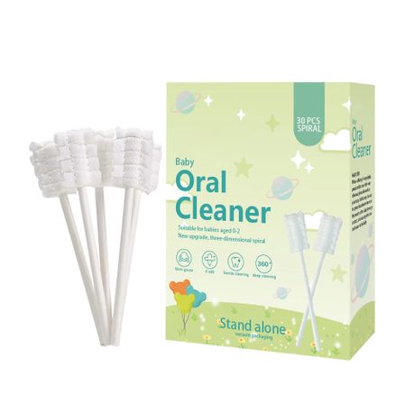 30Piece Disposable Baby Tongue Cleaners Baby Toothbrushes - Boxed Image