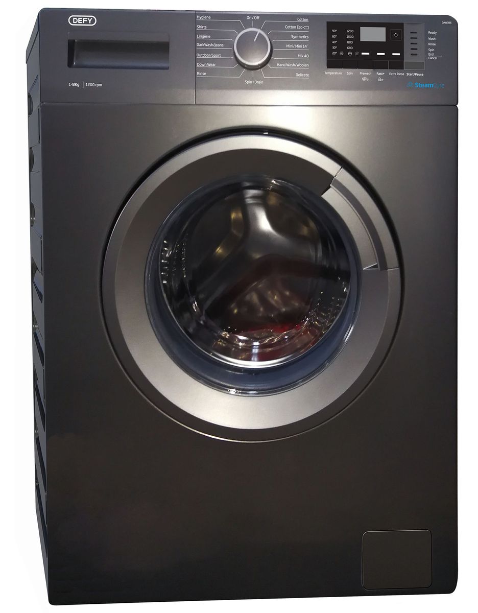 Defy 8KG Front Loader Washing Machine with SteamCure Manhattan Grey