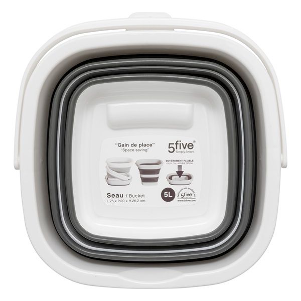 5five Polypropylene Oval Black Callapsible Basket 5Lt 26.2x25x20cm