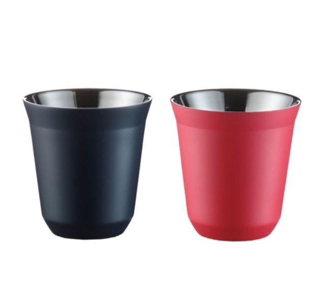 GLACIER Set of 2 Stainless Steel 86ml Coffee Mugs - Espresso Cups