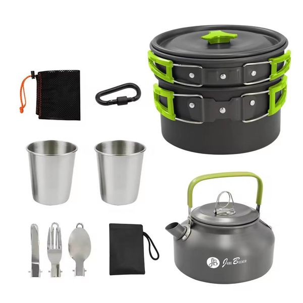 Jane Becker 10-Piece Aluminum Camping Cookware Set