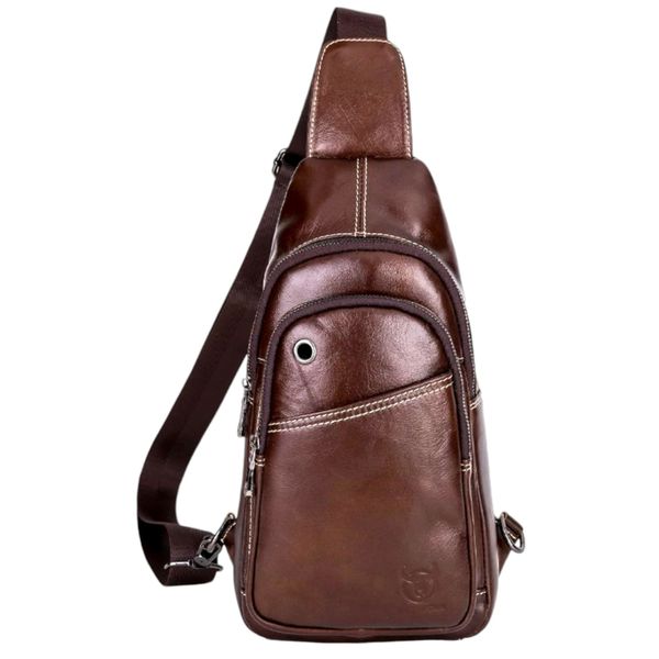 Bullcaptain Valour Sling Men's Chestbag Genuine Leather Crossbody Bag - Brown