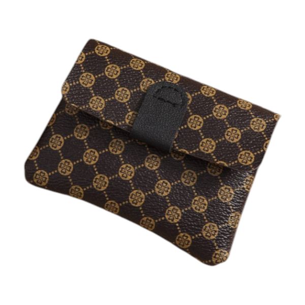 Vintage Pattern Design PU Leather Coin Purse Wallet - Brown