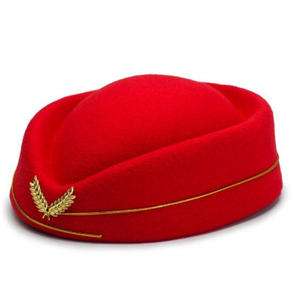 Beret Airline Air Hostess Flight Attendant Party Hat For Women - Red
