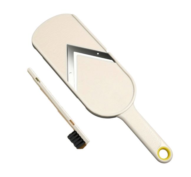 2 Piece - Stainless Steel Slicer With Cleaning Brush - Cream