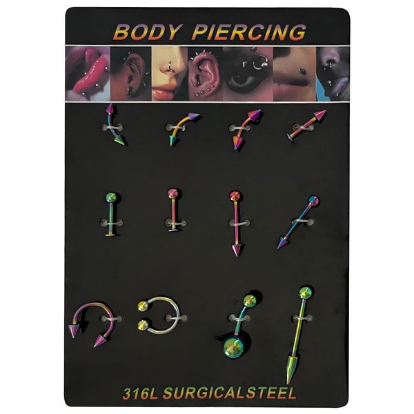 12 Piece Set Surgical Steel Belly Button Rings - Belly Jewellery for Women