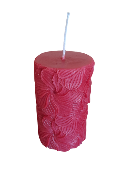 Red Flower Pillar Candle