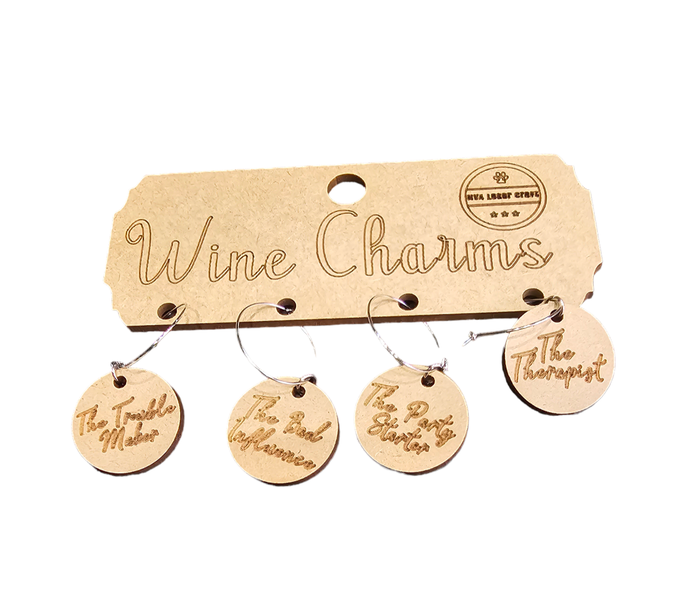 Troublemaker - Influence - Starter - Therapist Wine Glass Charms - Set of 4