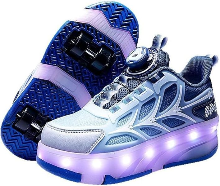 Kids' 4-Wheel Deformation Roller Skate Shoes with Dial Lacing System