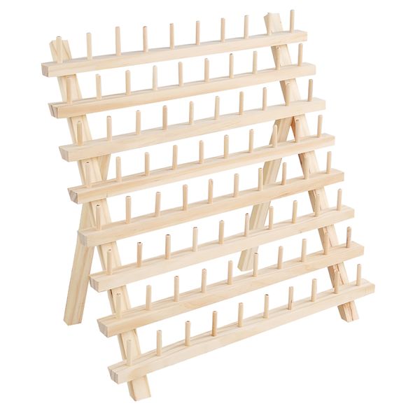 80 Spools Foldable Wooden Sewing Embroidery Thread Holder Rack Organizer
